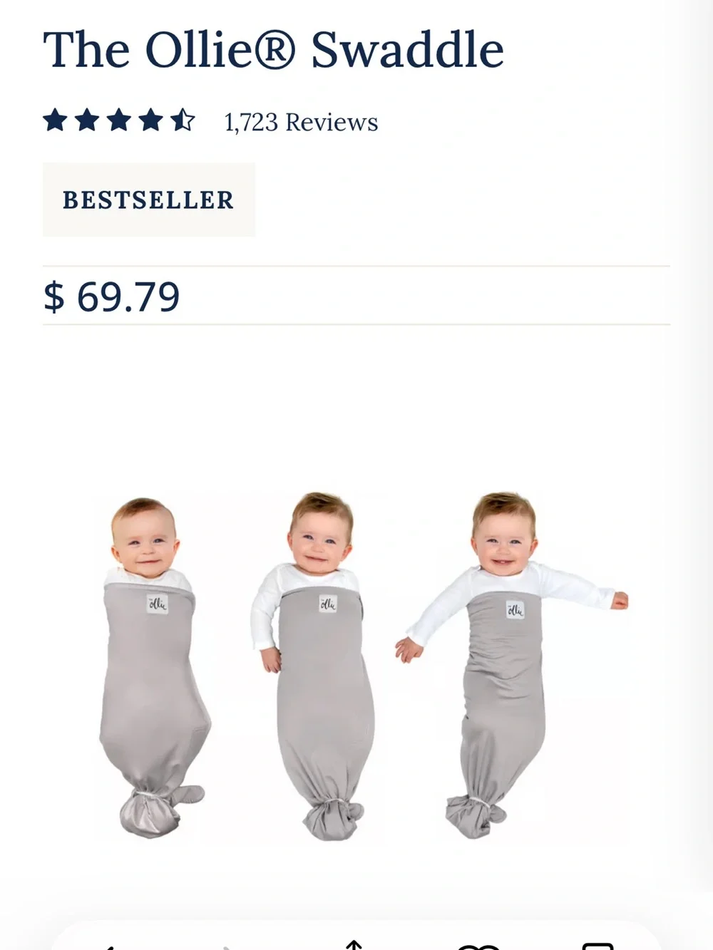 The Ollie® Baby Swaddle – Grey